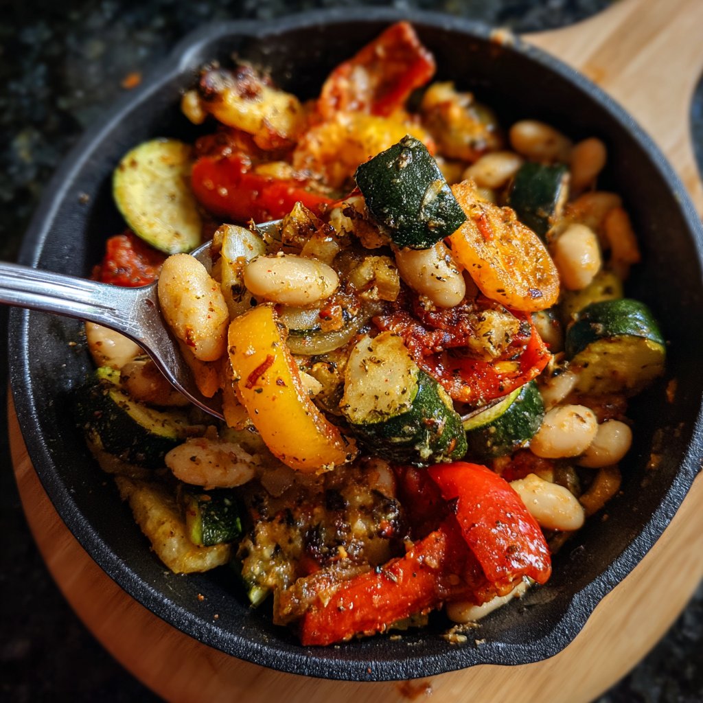 Roasted Veggie White Bean Skillet