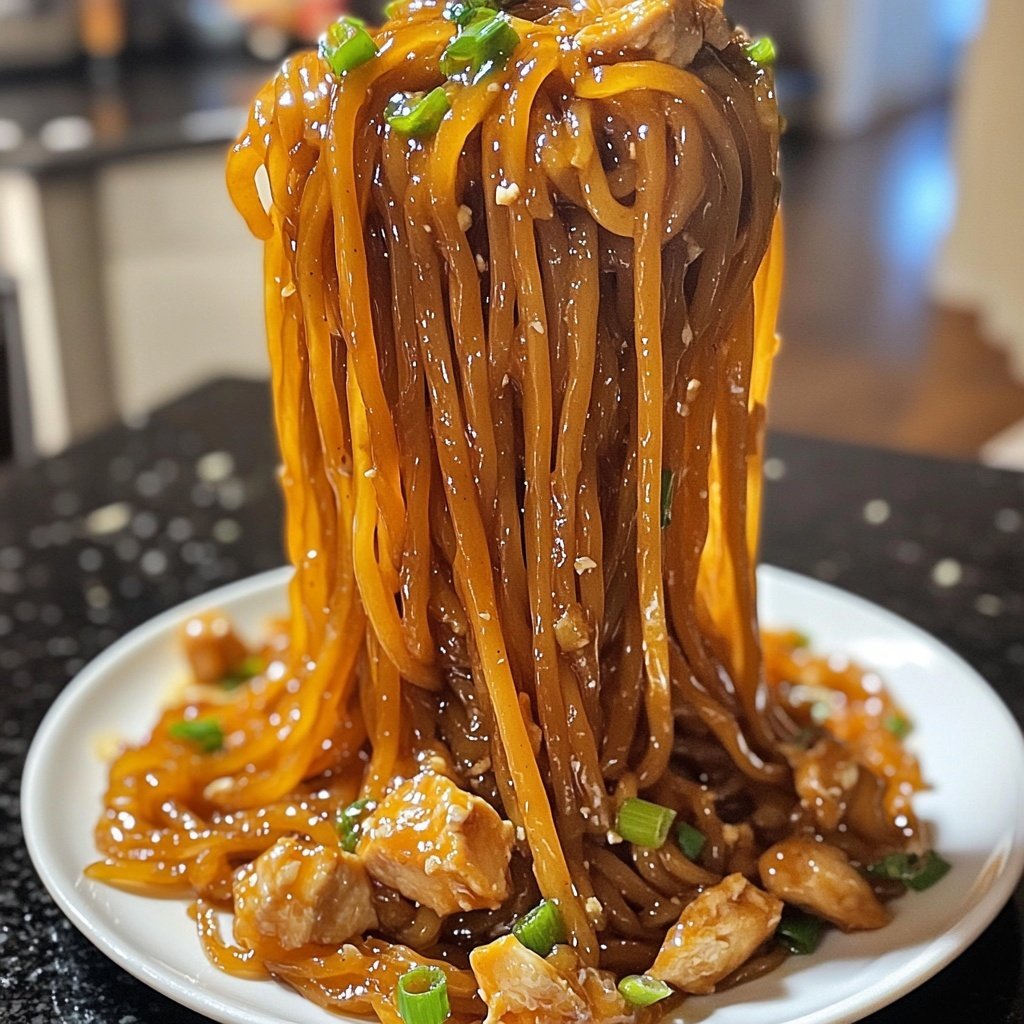 Sticky Garlic Chicken Noodles