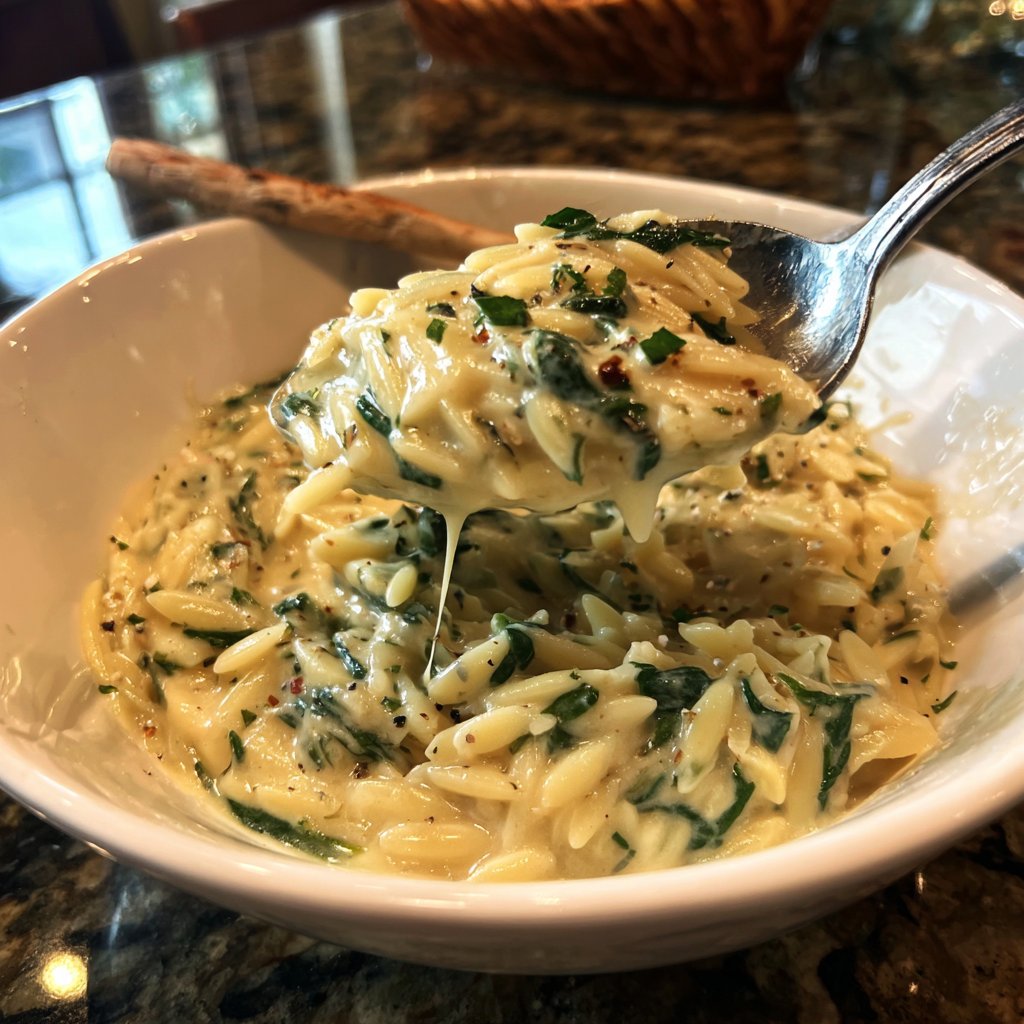 Creamy Spinach Parmesan Orzo
