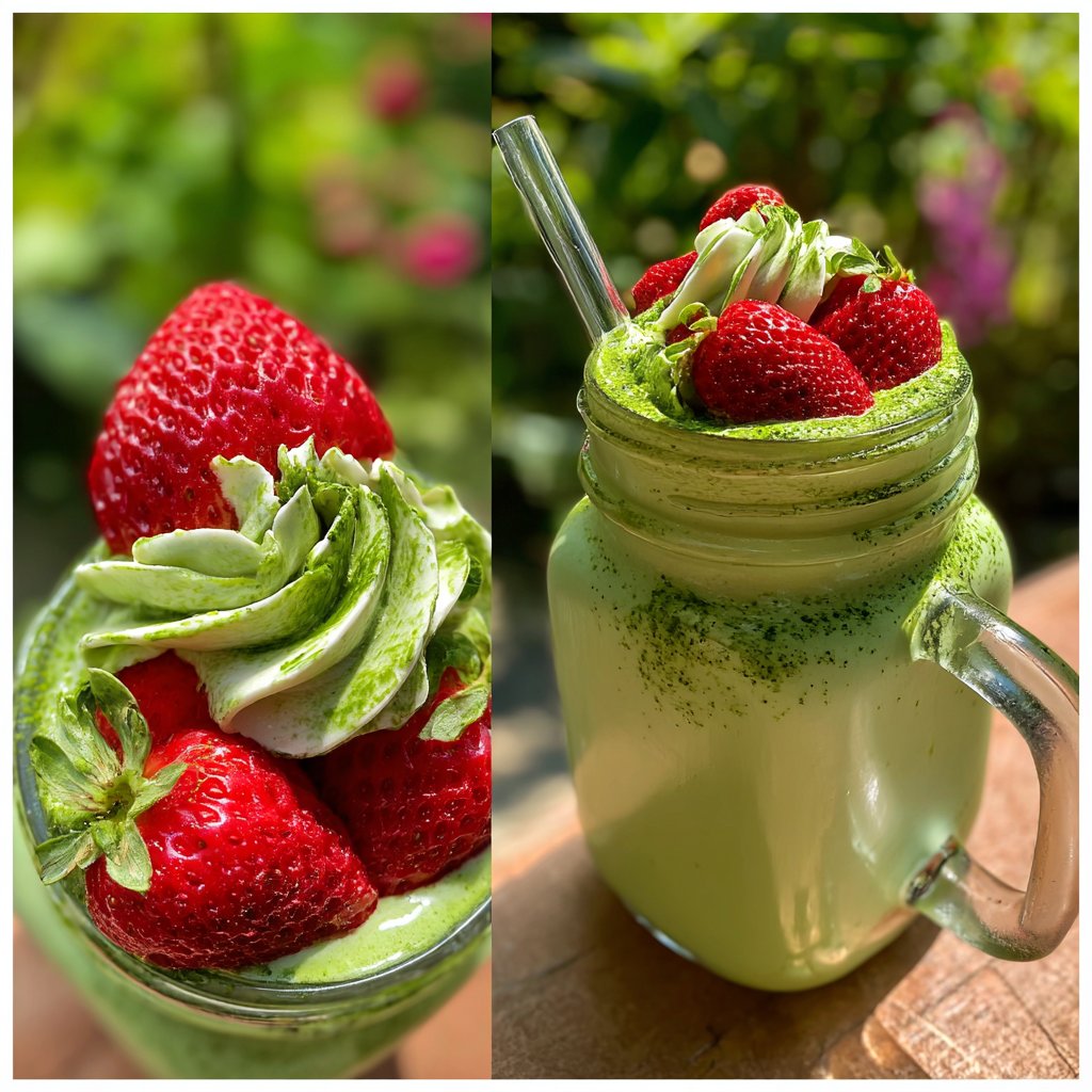 Strawberry Matcha Latte With Milk