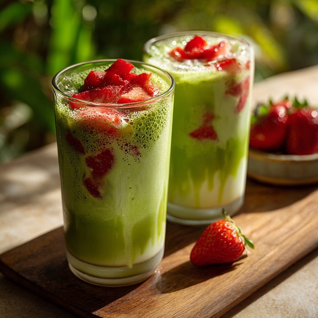 Iced Strawberry Matcha Cream Drink