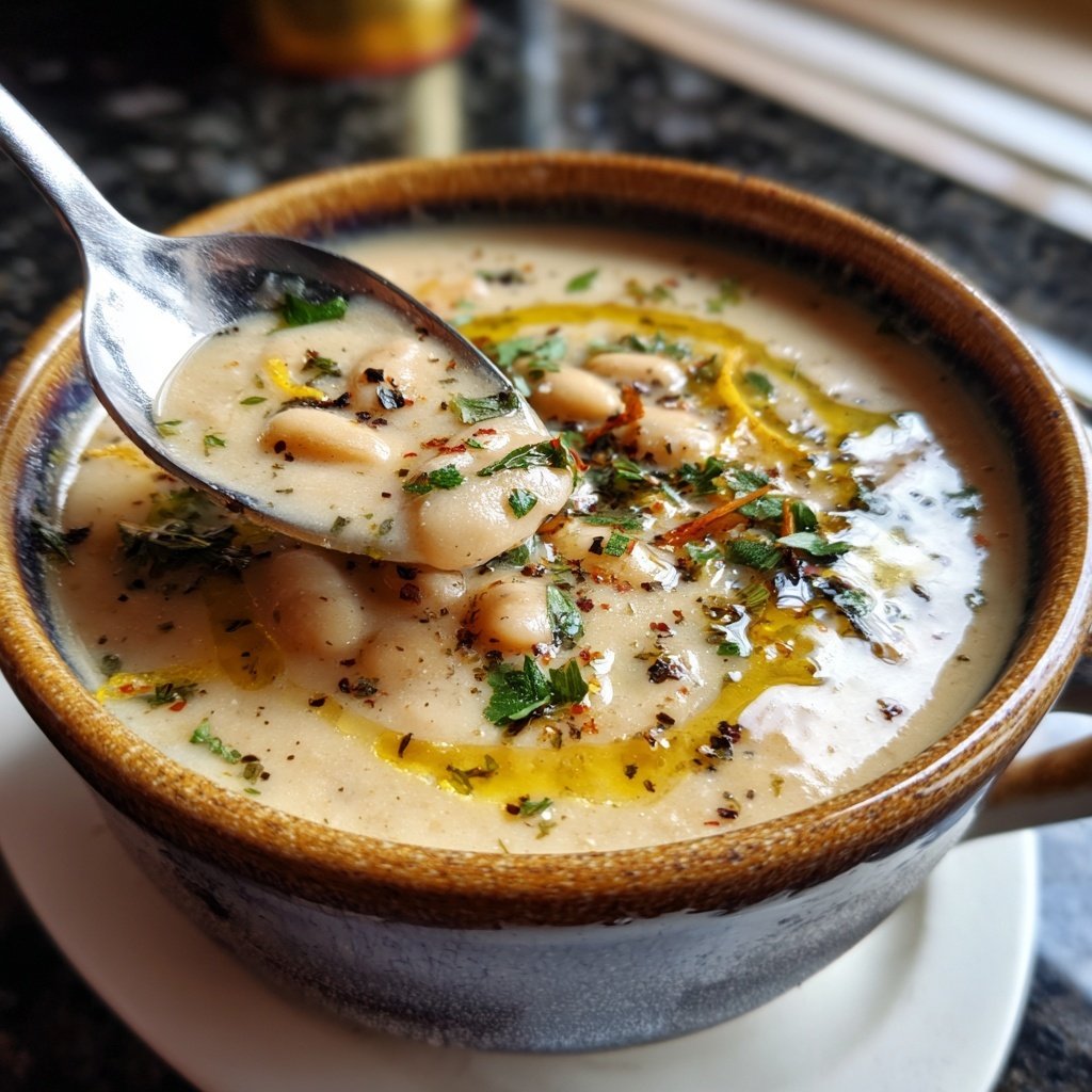 Creamy Lemon White Bean Soup Bowl
