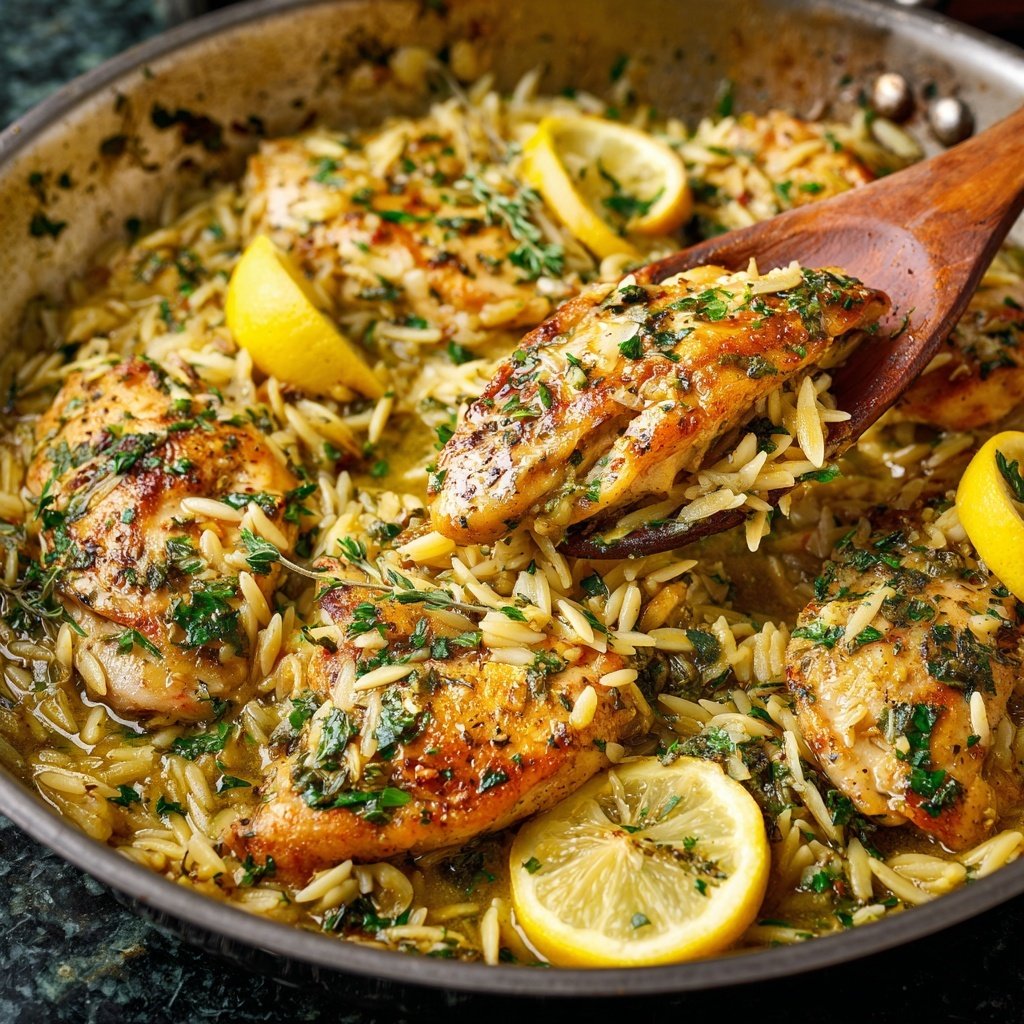 Skillet Lemon Chicken With Orzo
